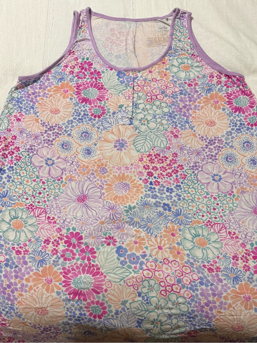 Little Sleepies Floral Sleeveless Womens nightgown, sz large